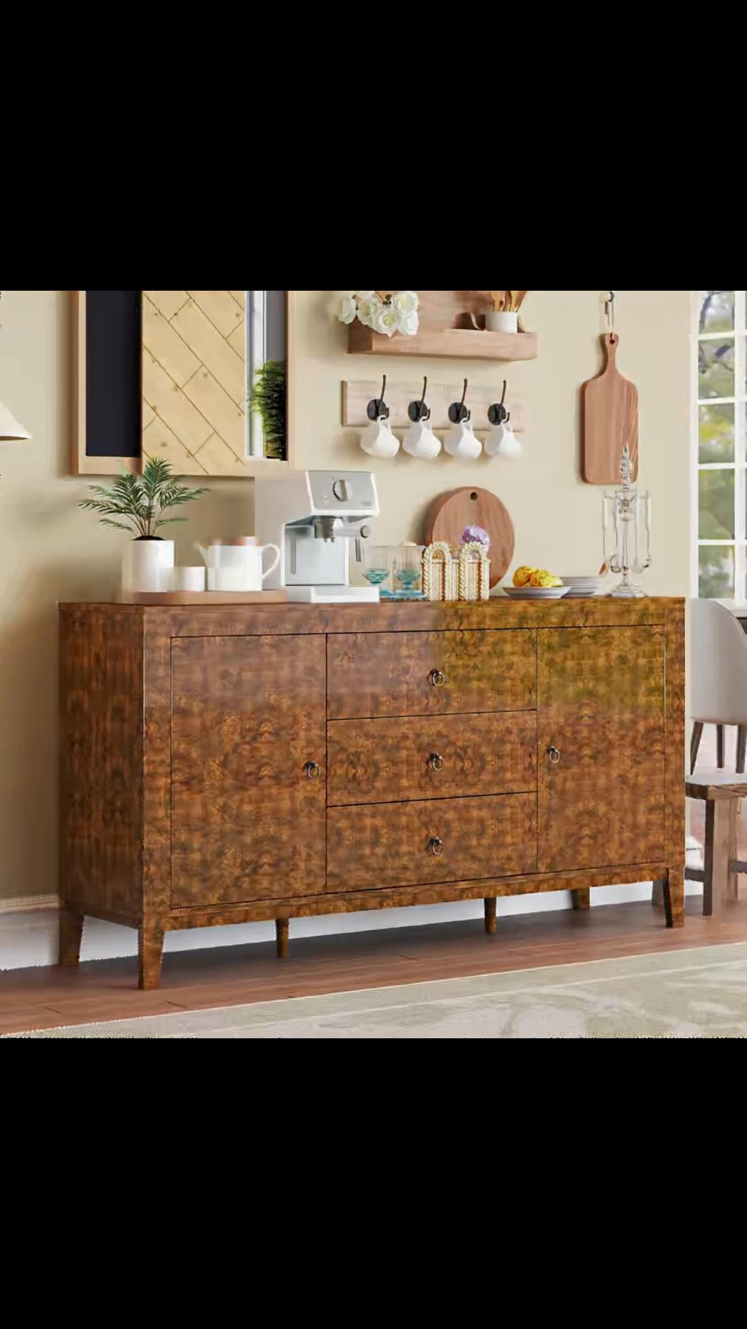 Dorne 60" Modern High Gloss Burl Sideboard with Adjustable Shelves, Brown

#LTKfitnessgoals #LTKdayinmylife #LTKxMadewell