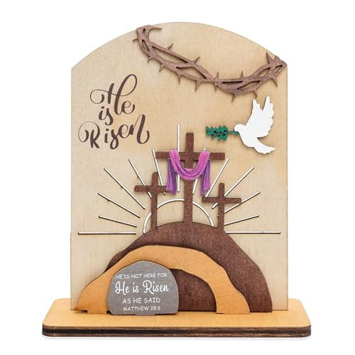 MAYVORO He Is Risen Easter Resurrection Decor - Easter decorations for home - Empty tomb Religious resurrection set decoration for table, desk, home, Religious easter decorations | Amazon (US)