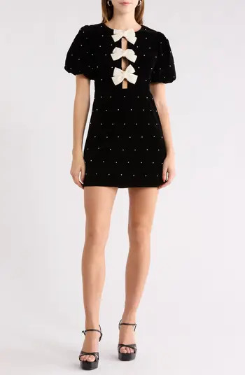 Puff Sleeve Bow Minidress | Nordstrom