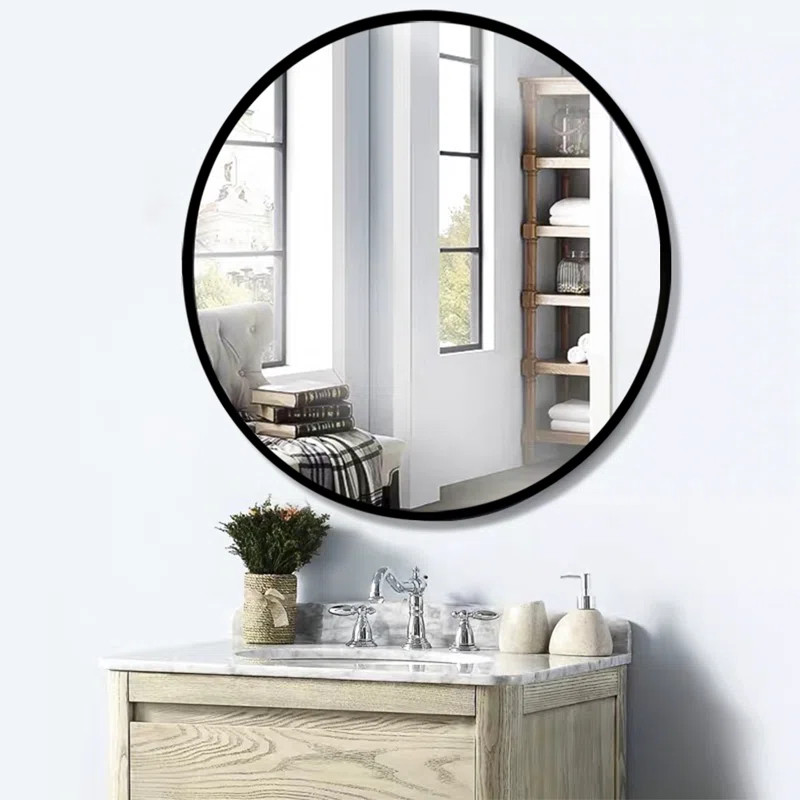Ostler Wall Circle Mirror Large Round Farmhouse Circular Mirror For Wall Decor Big Bathroom Make ... | Wayfair North America