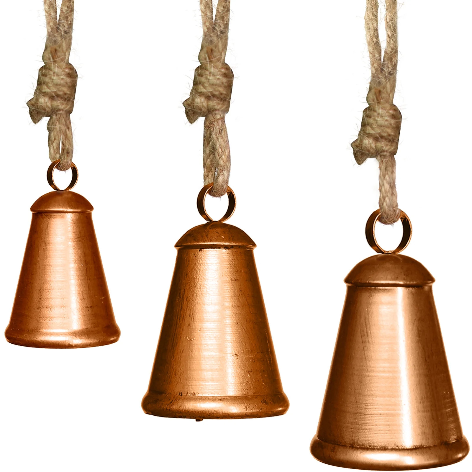 HXXF 3 Pcs Handmade Rustic Christmas Bells, Vintage Iron Bells with Jute Rope for Hanging, 3 Size... | Walmart (US)