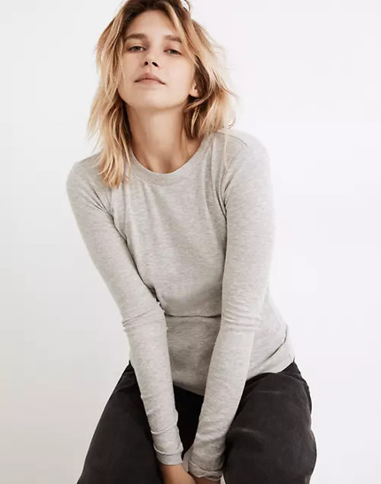 Click for more info about Fine Ribbed Crewneck Long-Sleeve Tee