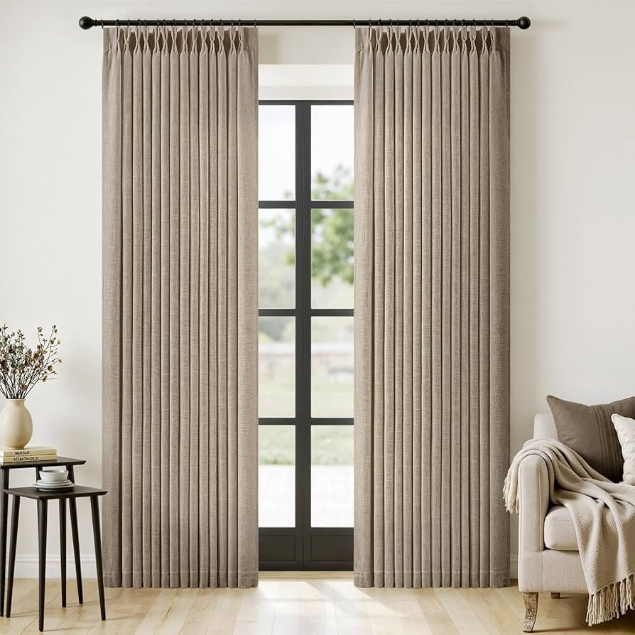 MIULEE Pinch Pleated Thick Linen Curtains 90 Inches Long 2 Panels for Living Room Bedroom, Linen ... | Amazon (US)