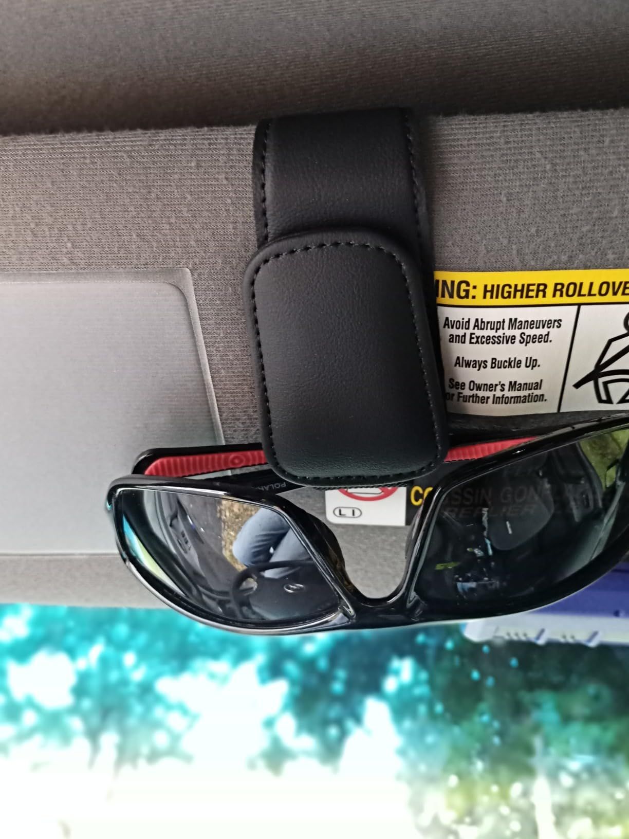 SyeiouC Sunglass Holder for Car, Premium Sunglass Clip for Car Visor, Magnetic Leather Car Sungla... | Amazon (US)