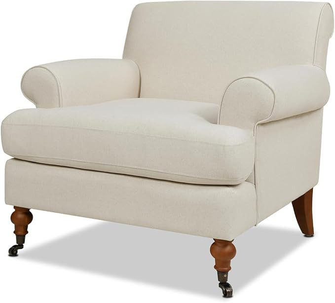 Jennifer Taylor Home Alana Lawson Accent Arm Chair Metal Casters, Light Beige Linen | Amazon (US)