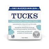 TUCKS Medicated Cooling Pads, 100 Count – Hemorrhoid Pads with Witch Hazel, Cleanses Sensitive Areas | Amazon (US)