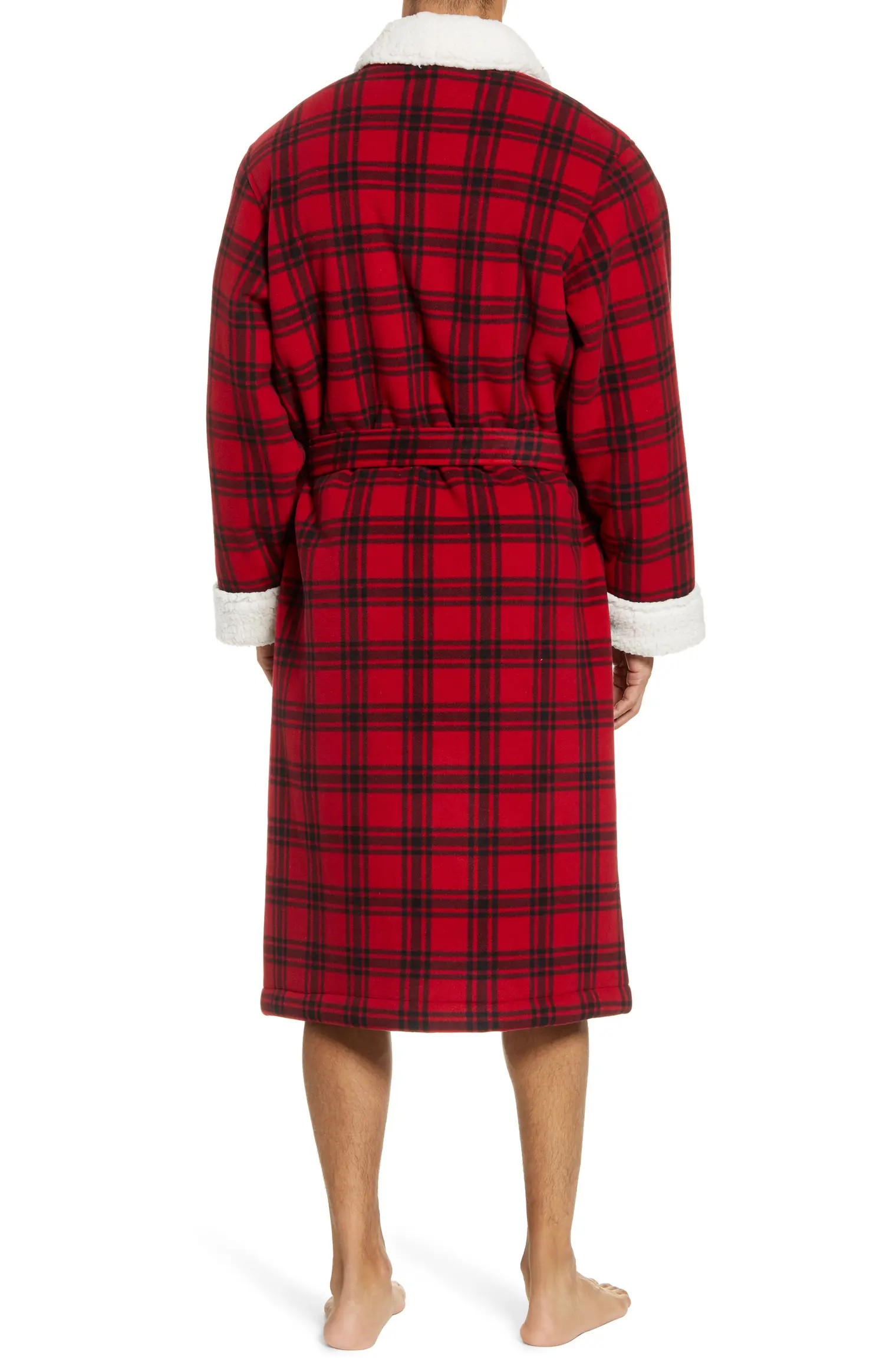 Plaid Fleece Robe with Faux Shearling Lining | Nordstrom