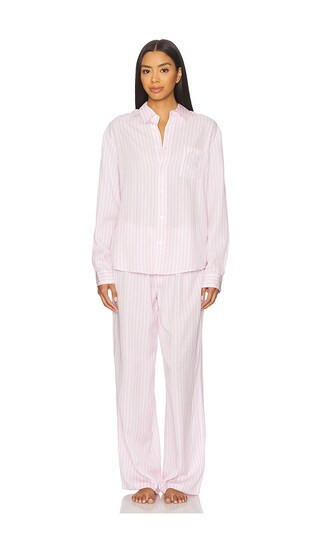 homebodii Adeline Stripe Lounge Set in Pink. - size S | Revolve Clothing (Global)