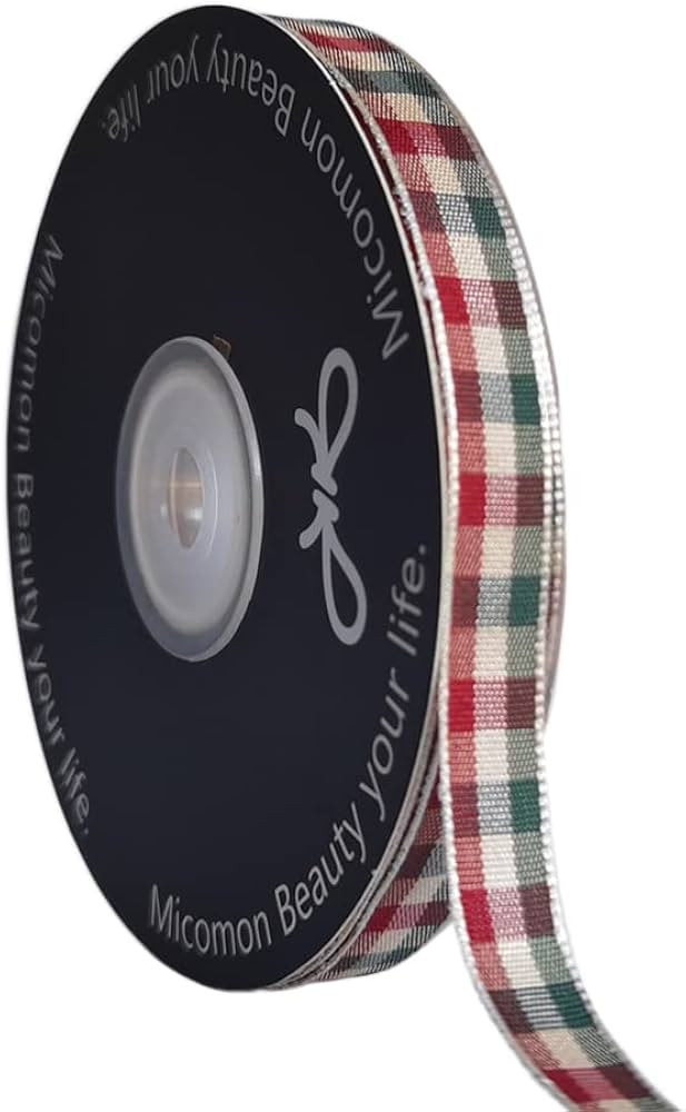 Micomon Red and Green Gingham Ribbon Buffalo Ribbon Checkerd Christmas Ribbon 25 Yards Each Roll ... | Amazon (US)