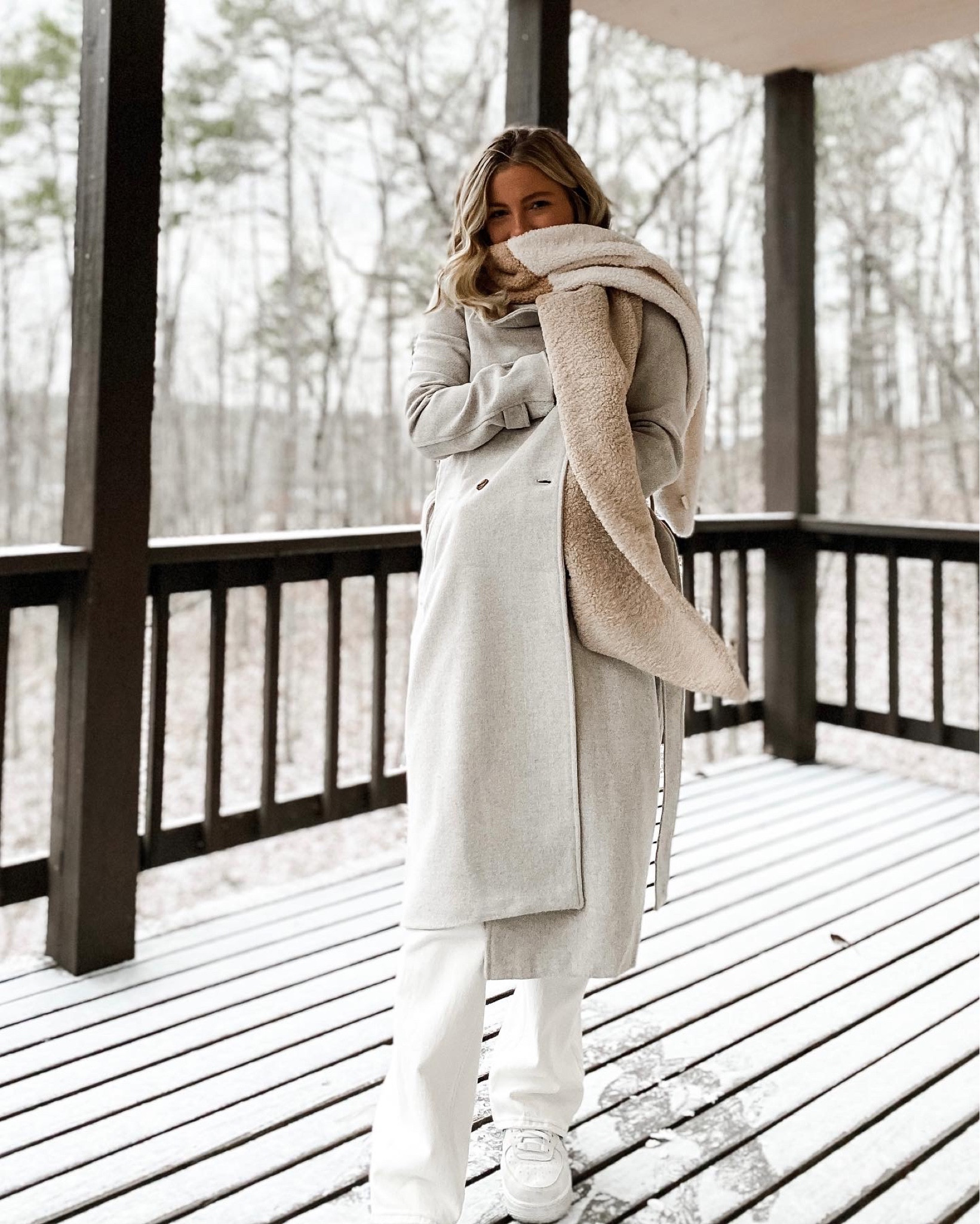 Wool long line tie belt coat with Sherpa scarf and vintage flare jeans 

#LTKstyletip #LTKsalealert #LTKSeasonal