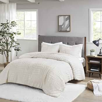 Madison Park Arctic Fur Down Alternative Comforter Mini Set, Full/Queen, Ivory | Amazon (US)