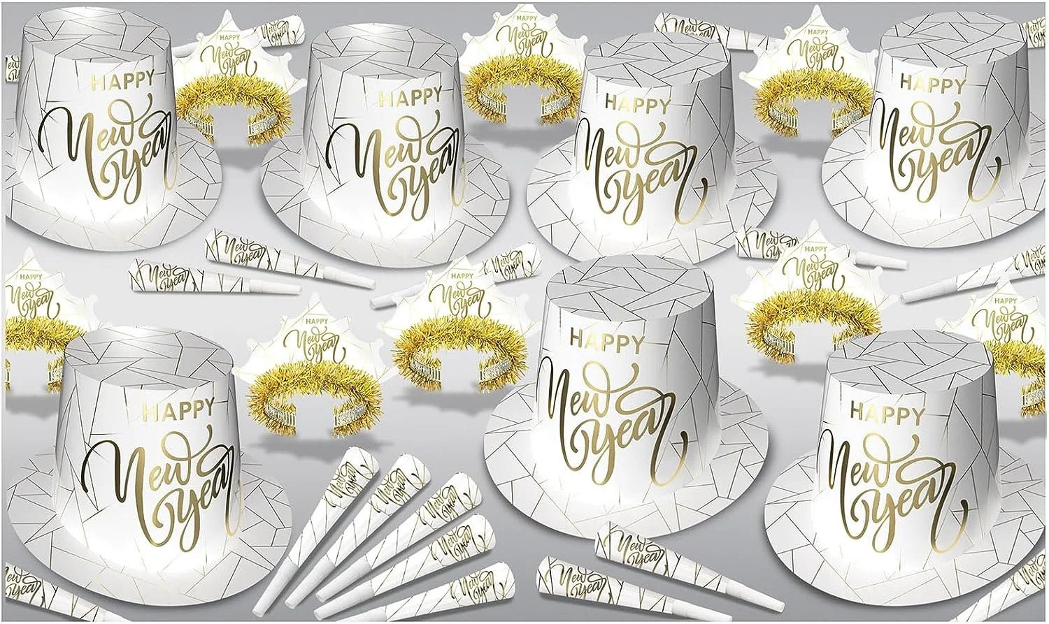 Beistle White & Gold 2024 New Year's Eve Assortment for 50 People NYE Party Supplies, Photo Booth... | Walmart (US)