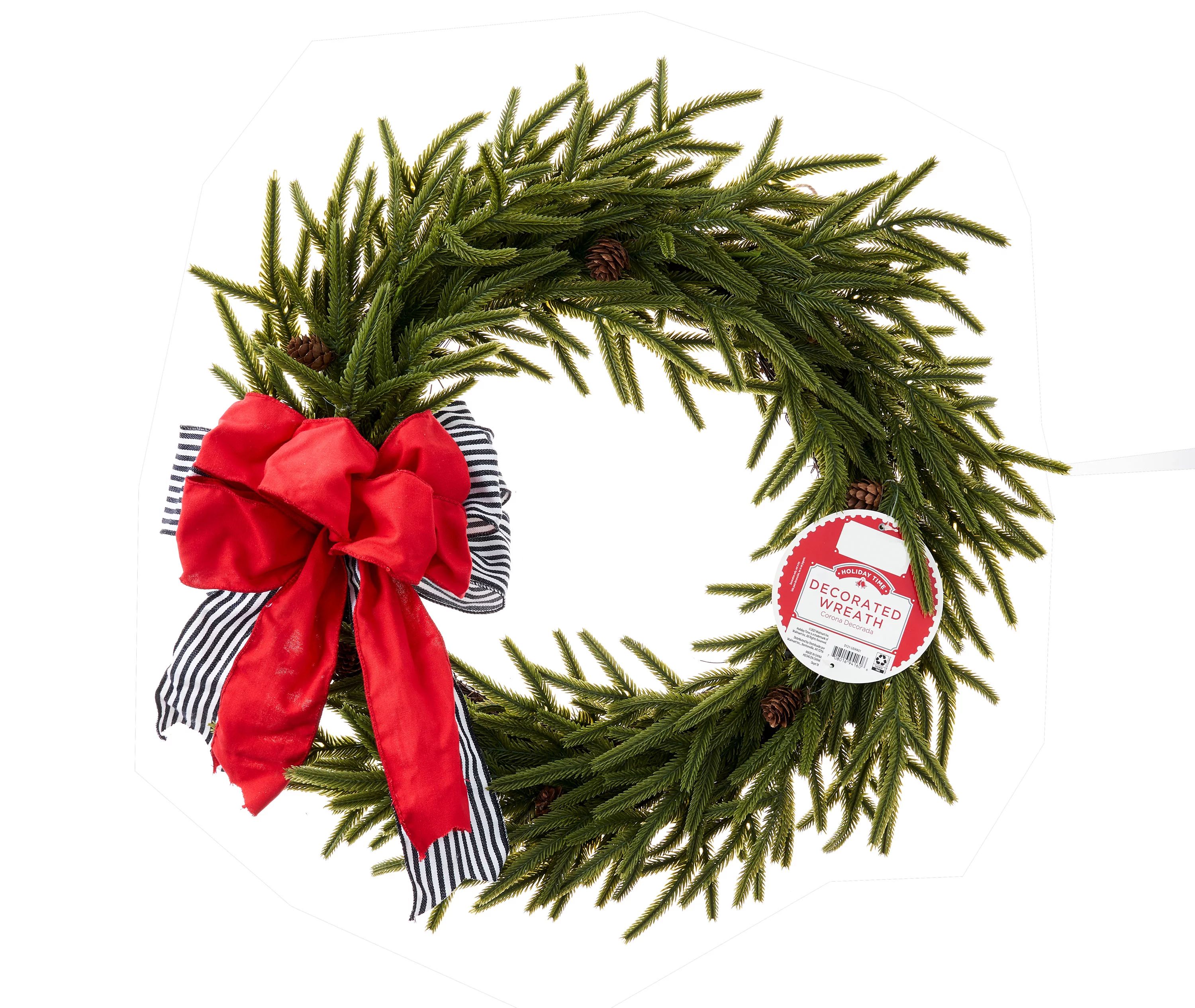 Holiday Time Evergreen Wrth W/bow. | Walmart (US)