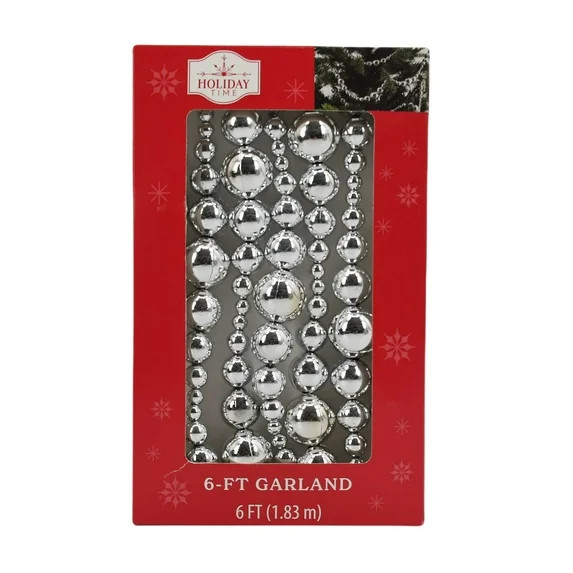 Shining Silver Bead Christmas Garland, 6', by Holiday Time | Walmart (US)