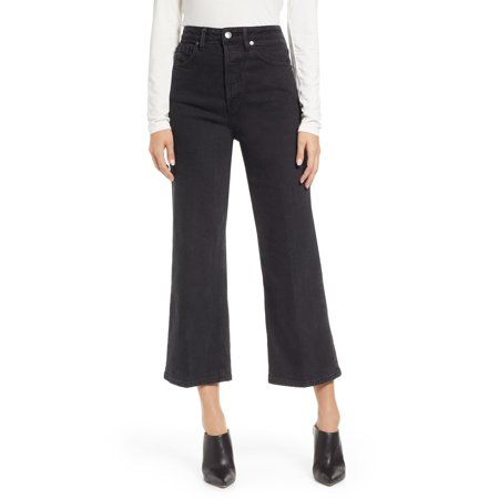 Free People Wales Cropped Wide-Leg Jeans Black | Walmart (US)