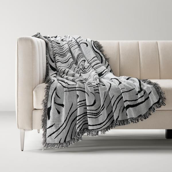 Swirl Throw | White Black | Throw | Z Gallerie | 60" X 50" | Polyester & Cotton | Z Gallerie