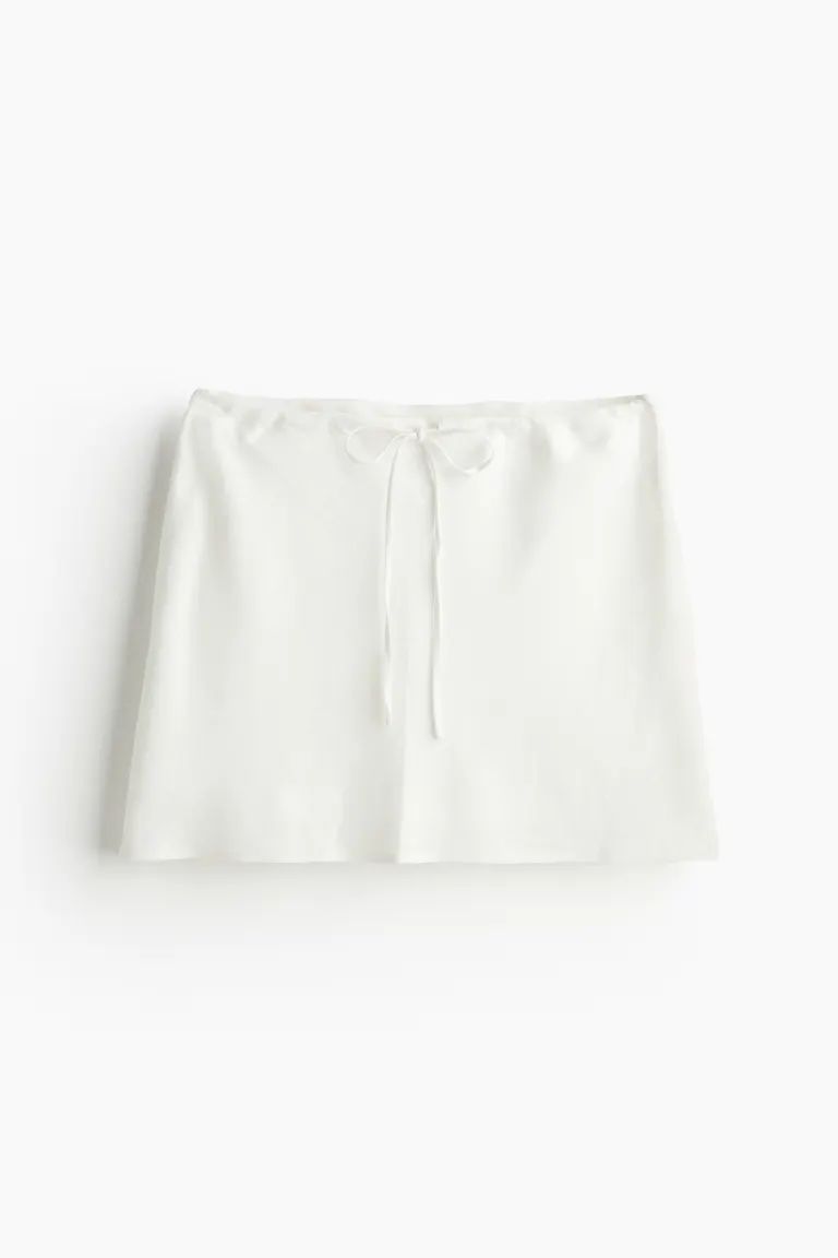 A-line Mini Skirt - High waist - Mini - Cream - Ladies | H&M US | H&M (US + CA)