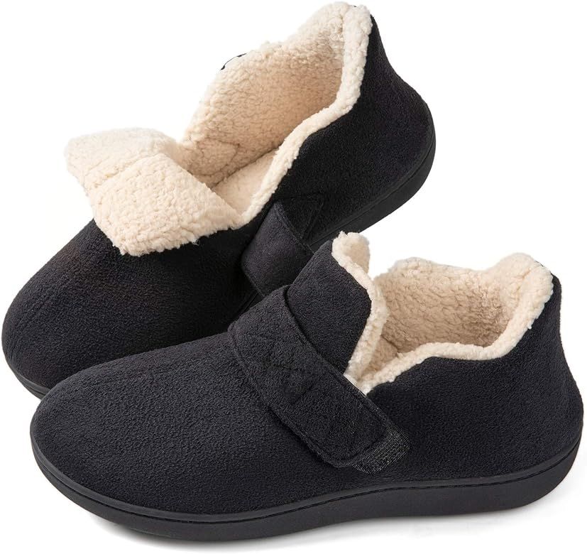 ZIZOR Women's Cozy Memory Foam Slippers with Adjustable Closure Strap, Fleece Lining Closed Back ... | Amazon (US)