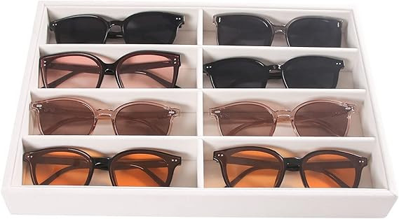 8 Grid Sunglass Organizer,Glasses Holder,Beige Eyeglass Display Tray,Jewelry Storage Organizer fo... | Amazon (US)