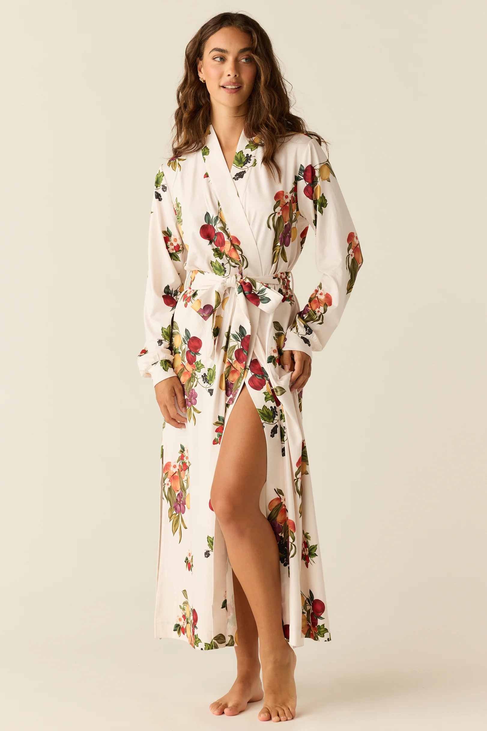Skyler Cloud Jersey Banded Long Robe in Harvest | MASONgrey