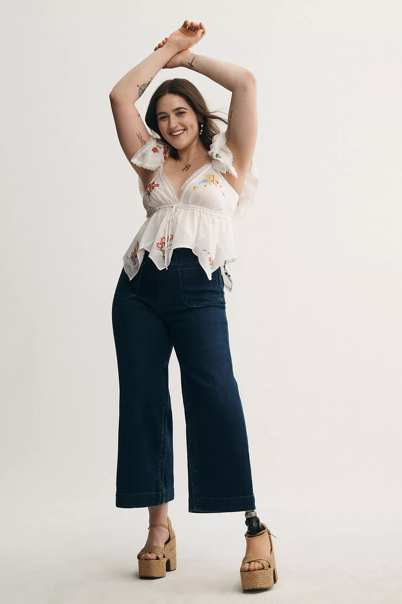The Colette Cropped High-Rise Wide-Leg Jeans by Maeve | Anthropologie (US)