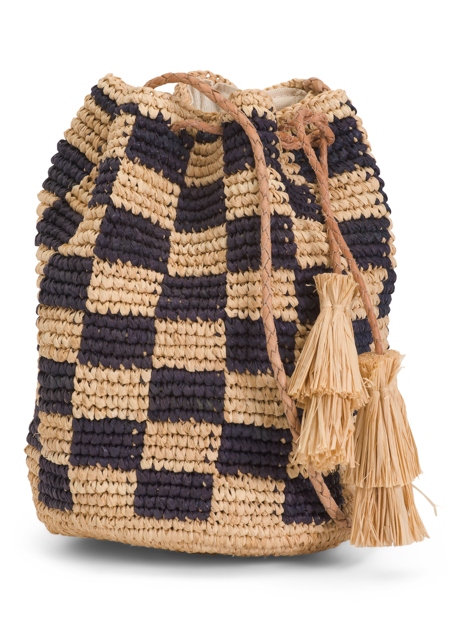 Small Lilith Hand Crocheted Raffia Crossbody With Leather Strap | TJ Maxx