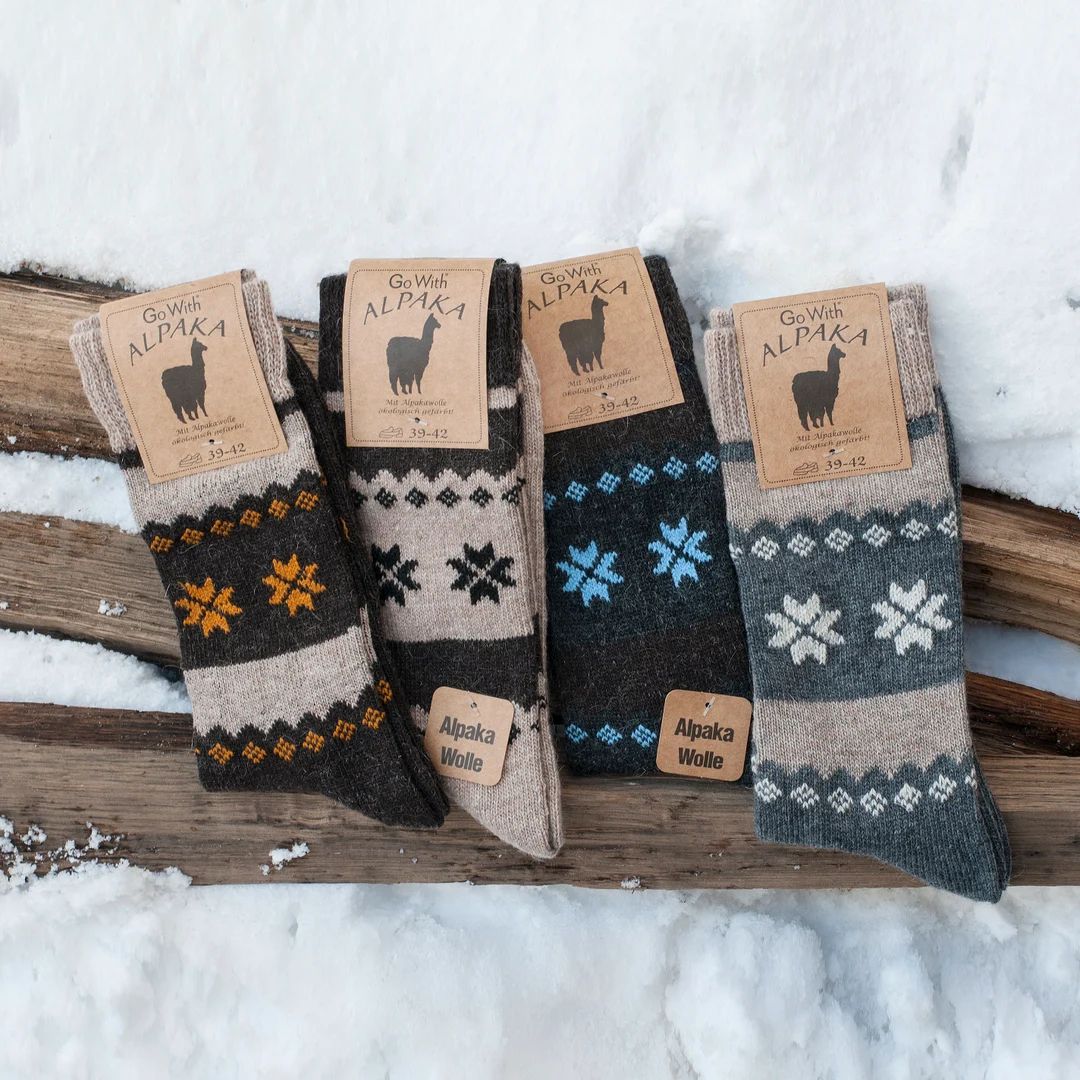 Gowith 2 Pairs Unisex Alpaca Socks Thermal Wool Socks for - Etsy | Etsy (US)