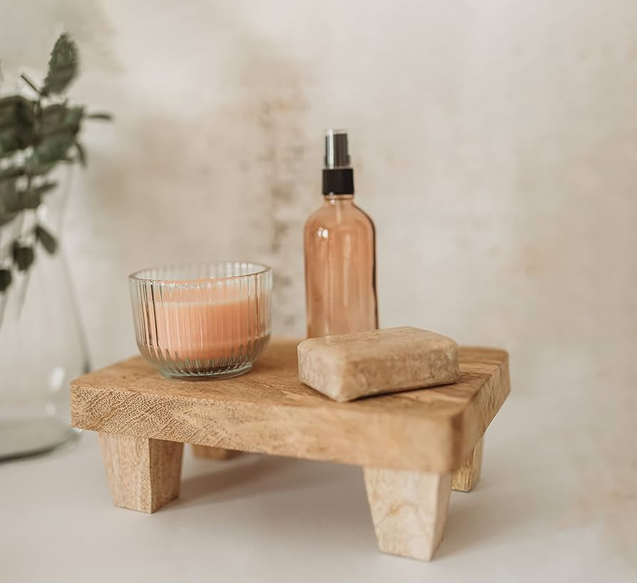 Wooden Tray Pedestal Decor | Display Riser for Plant and Other Home, Kitchen or Bathroom Accessor... | Amazon (US)