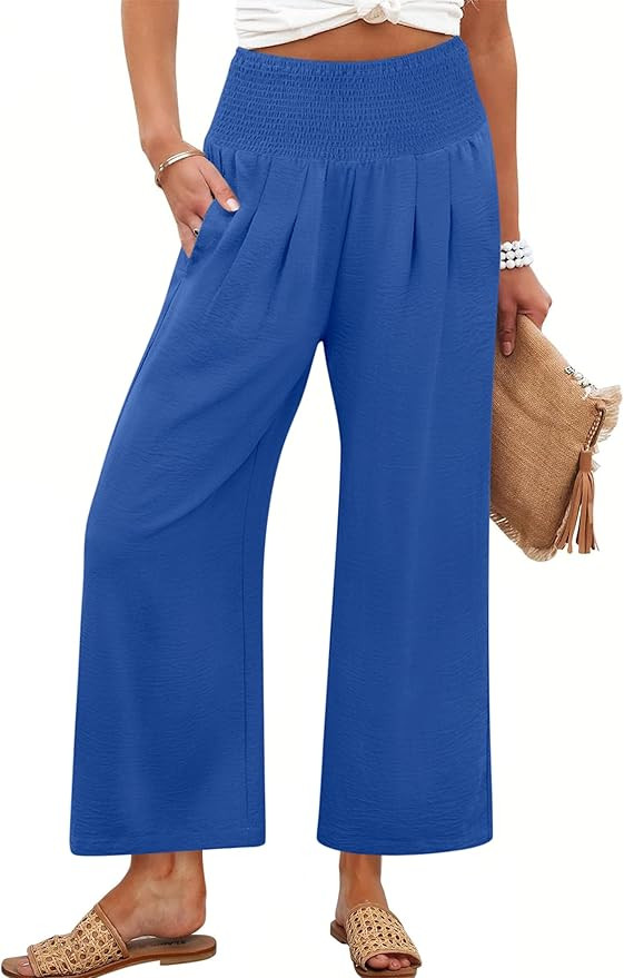 ANRABESS Womens Wide Leg Palazzo Pants with Pockets | Lightweight Breathable High Waisted Pants, ... | Amazon (US)