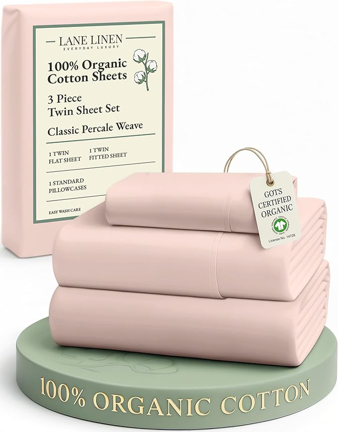 LANE LINEN Eco Friendly 100% Organic Cotton Twin Sheet Set, Hotel Quality Premium Bedding Sheets ... | Amazon (US)