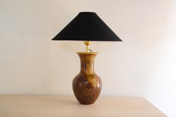 Vintage Brown Ceramic Table Lamp  Converted From Vase  New - Etsy | Etsy (US)