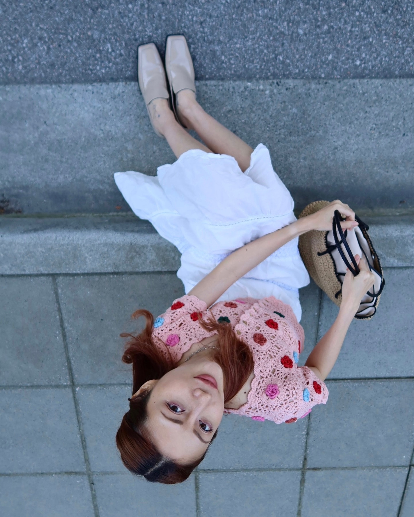 Give this angle another try 👆🏻
.
Bag @vunque_official @wconcept 
Top @fabrique.official 
.
.
Sitting pose, crochet outfit ideas, pose idea, white maxi skirt, straw bag outfit, chic street style, modeblogger, Pinterest girl aesthetic 
#wconcept #wmuse #vunque #crochetoutfit #poseinspo #dailylook #poseidea #pinterestgirlaesthetic