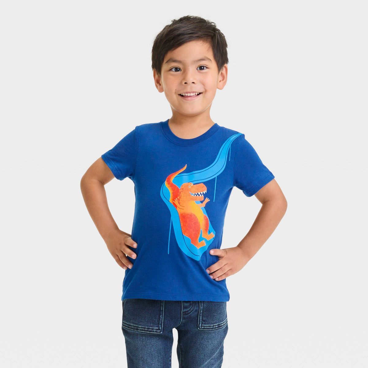Toddler Boys' Short Sleeve Dinosaur Printed Graphic T-Shirt - Cat & Jack™ Royal Blue | Target