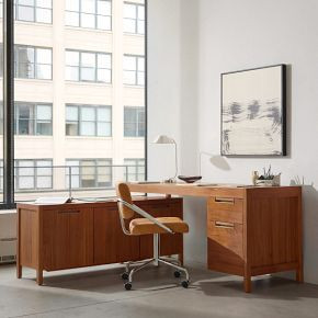 Hughes L-Shaped Desk with File & Storage Cabinets (68") | West Elm (US)