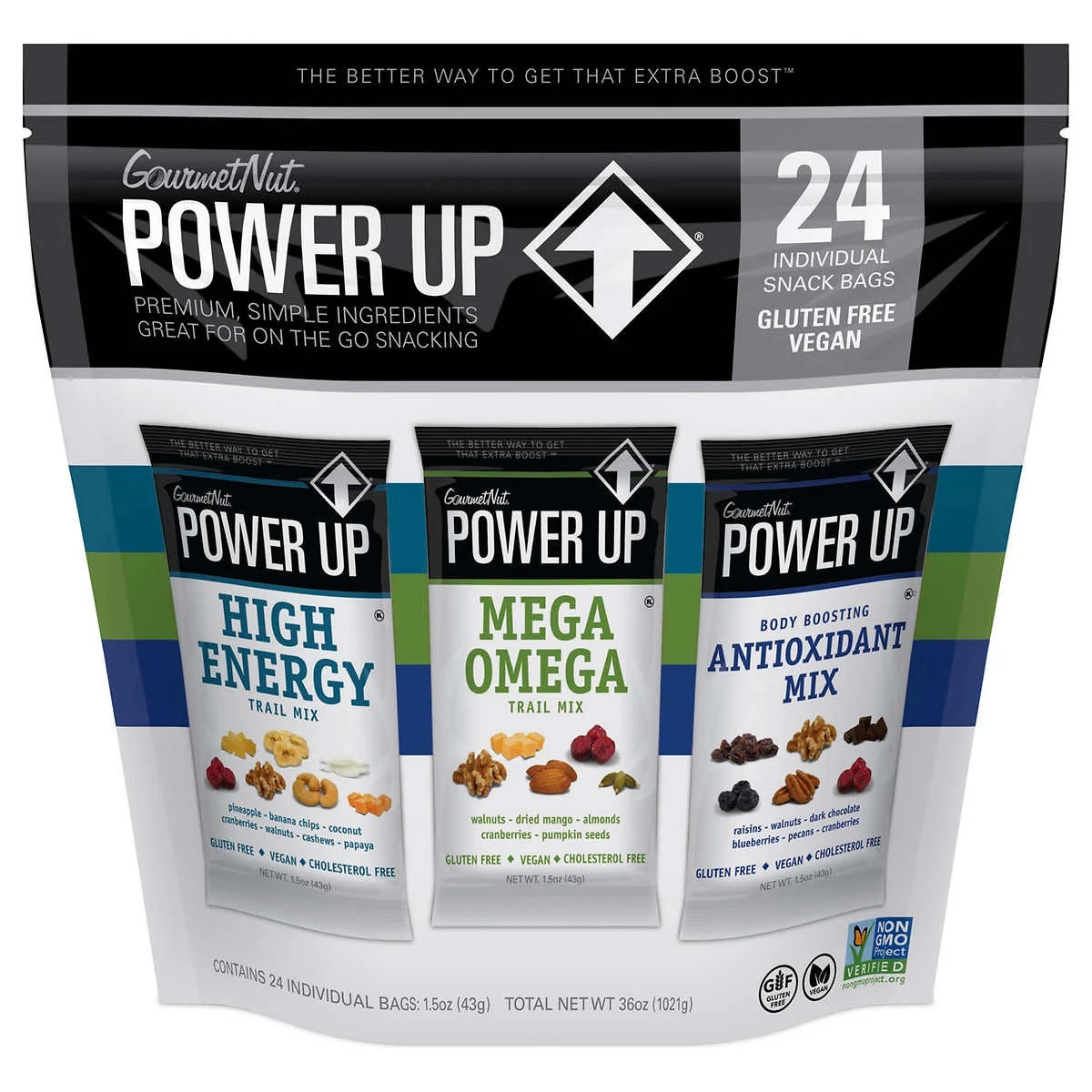 Gourmet Nut Power Up Trail Mix Variety Pack, 1.5 Ounce (Pack of 24) | Walmart (US)