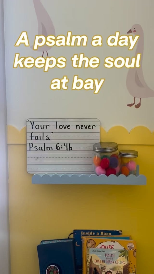 I read a psalm a day, so why not have my children read a psalm a day too? It’s an easy transition from our morning into homeschool and gives us a beautiful way to see and understand the Lord’s character first thing in the day ❤️

Steal this idea for your home!

We follow the Psalms in chronological order, and I pick a small section for them to write and draw about. Even our 3-year-old joins in!

#LTKHome #LTKSeasonal