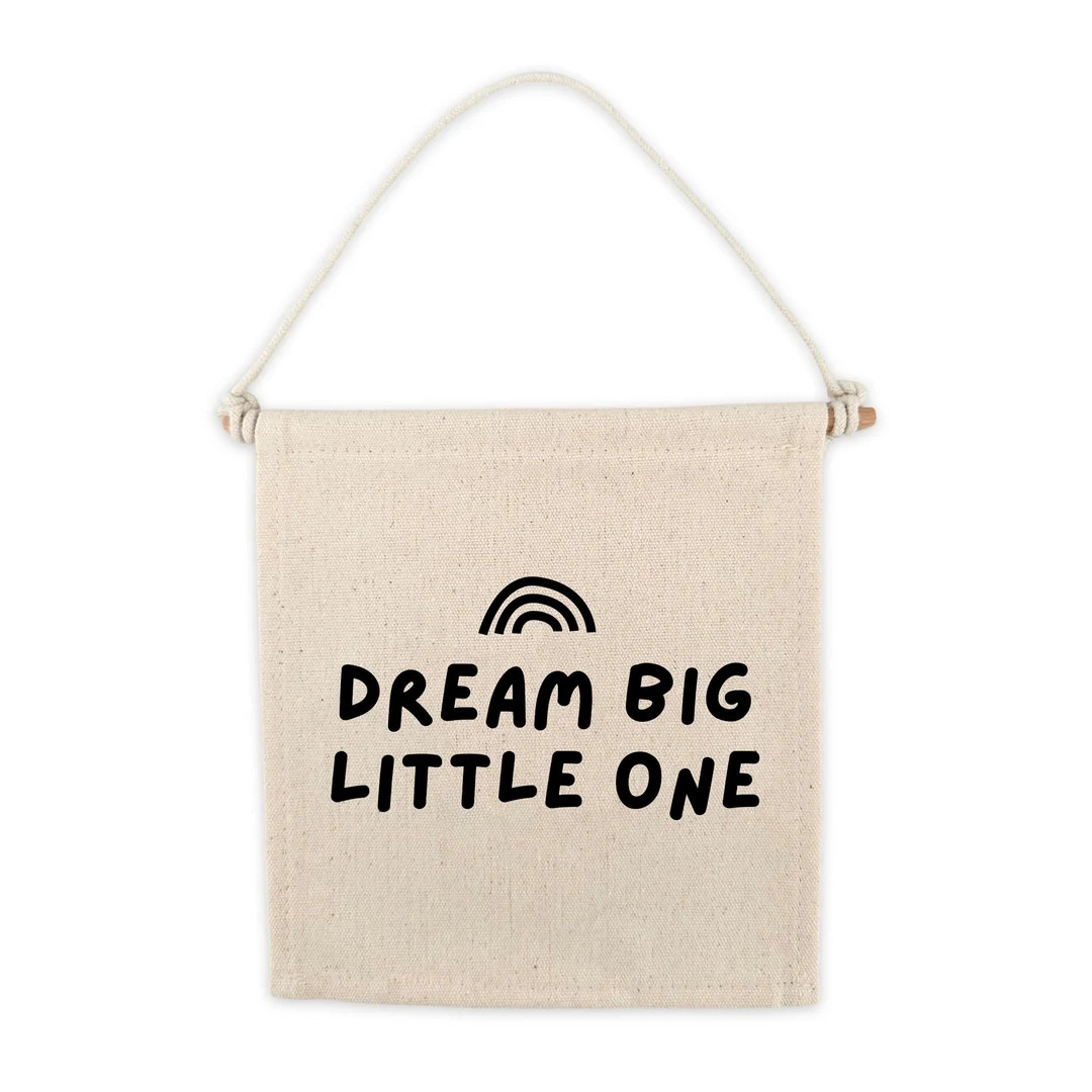 Dream Big Little One Canvas Hang Sign Pennant Canvas Banner Wall Hanging Canvas Flag Kids Minimal... | Etsy (US)