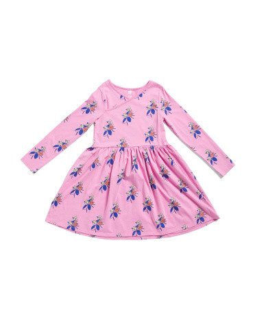 Girls Floral Block Print Wrap Neck Dress | Little Girl Dresses | Marshalls | Marshalls