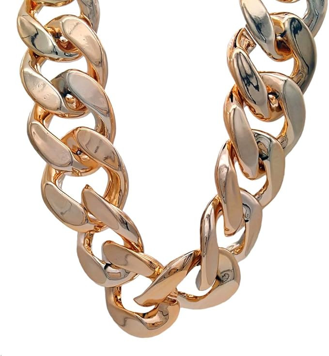 TUOKAY Huge Plastic Gold Chain Costume, Big Chunky Hip Hop Turnover Chain Necklace for Rapper, 80... | Amazon (US)