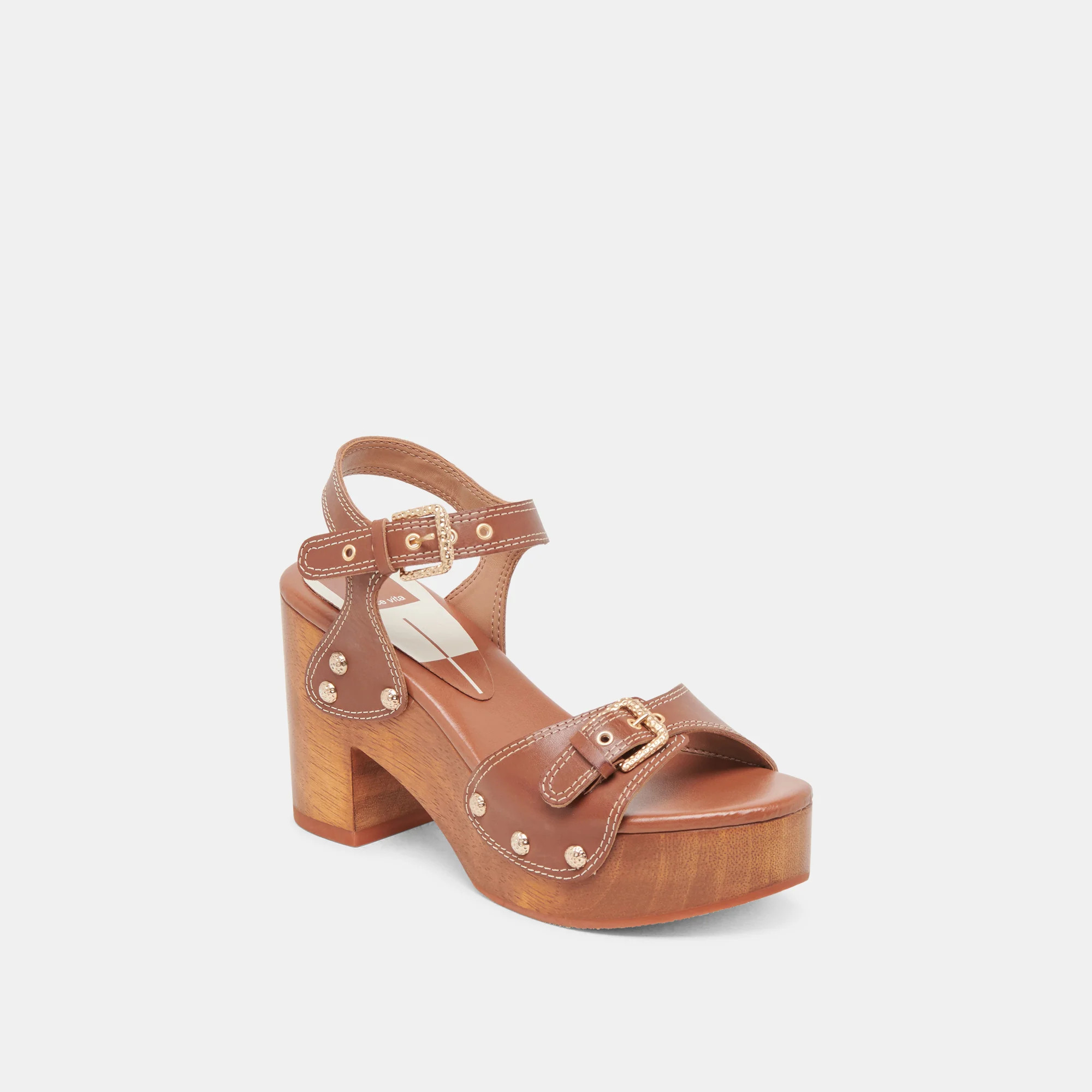 Yandy Heels Cognac Leather | DolceVita.com