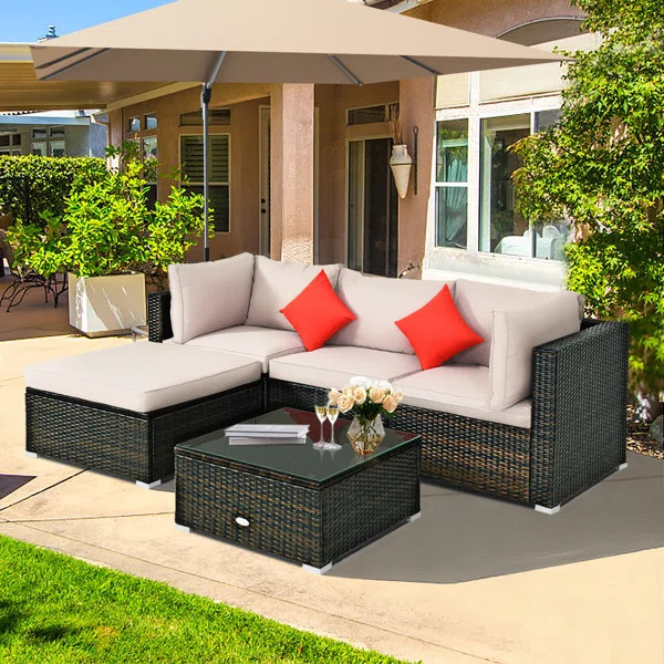 Eckfried 4 - Person Outdoor Seating Group with Cushions | Wayfair North America