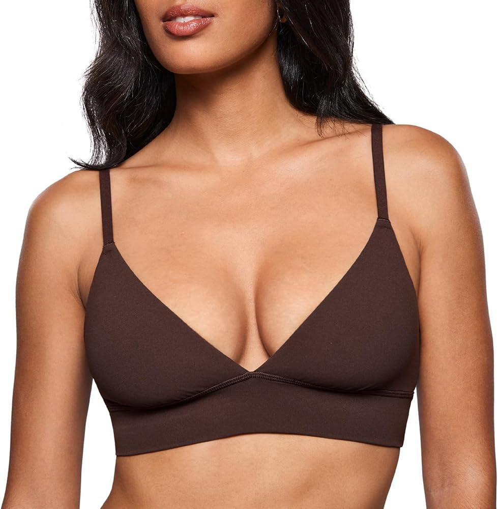 INLYRIC Women's Inbarely Outwear Longline Triangle Bralette Plunge Unlined No Underwire Yoga Spor... | Amazon (US)