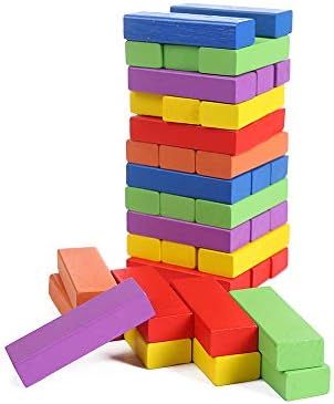 Lotus Wood Building Blocks,Stacked Game, Stacking Height, Inverted Tower, Mixed Colors, (48 PCS) | Amazon (US)