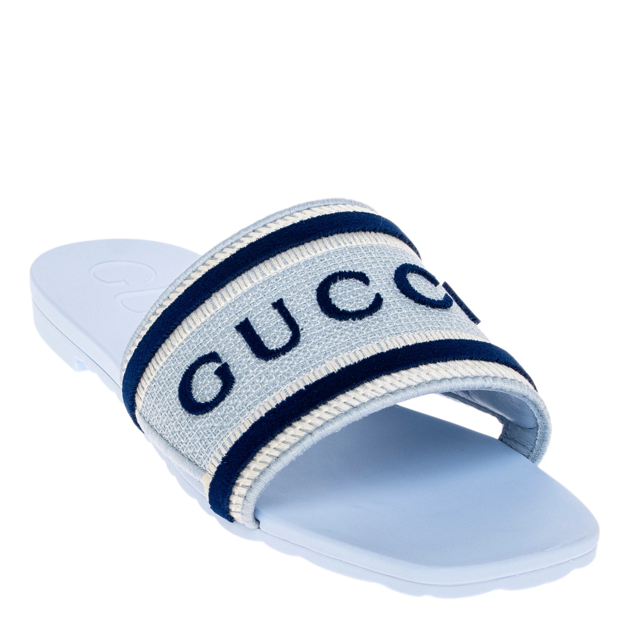 Gucci Striped Knit Jacquard Sandals | Overstock