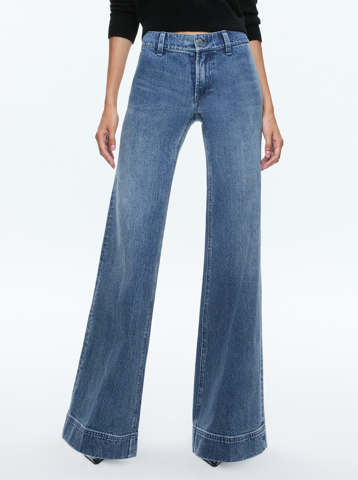 BRIAN CLEAN FRONT WIDE LEG JEAN | Alice + Olivia
