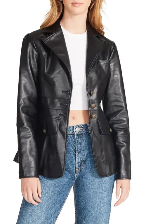 Steve Madden Ivy Faux Leather Blazer in Black at Nordstrom, Size X-Small | Nordstrom