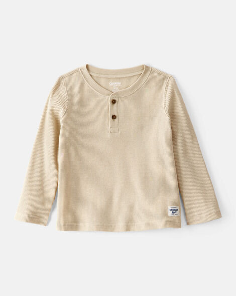 Toddler Boy Long-Sleeve Henley Shirt - Tan | Carter's Inc