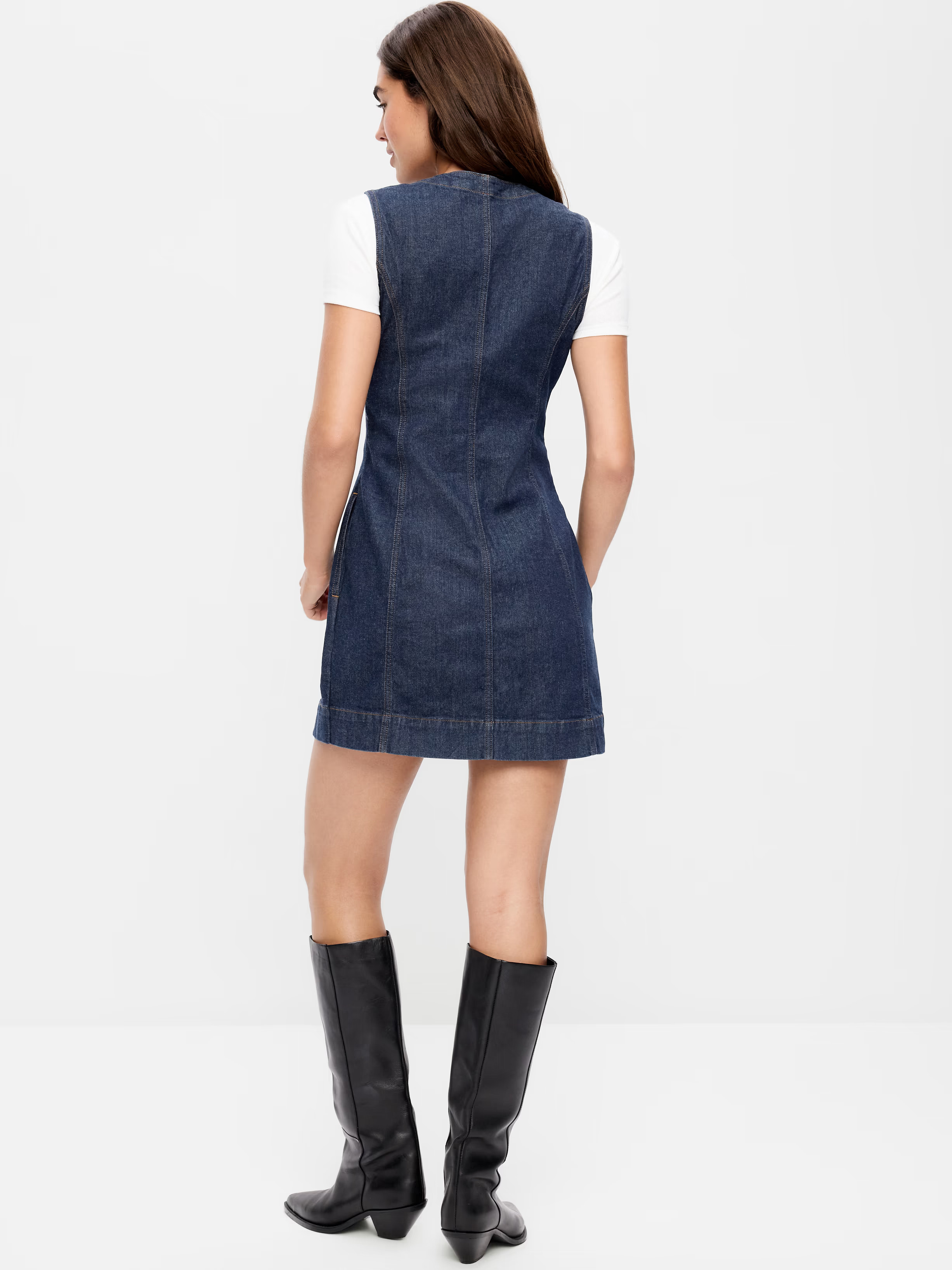 Button-Down Fitted Denim Mini Dress | Old Navy (US)