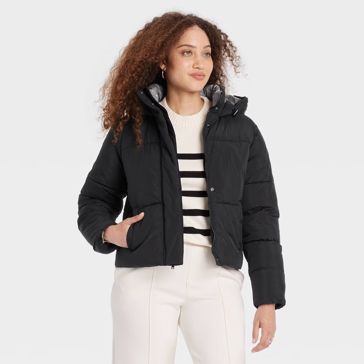 Women's Nylon Puffer Jacket - A New Day™ Red XL | Target