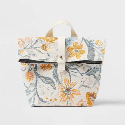 Printed Roll Top Lunch Bag Cream Dastique Floral - Threshold™ | Target
